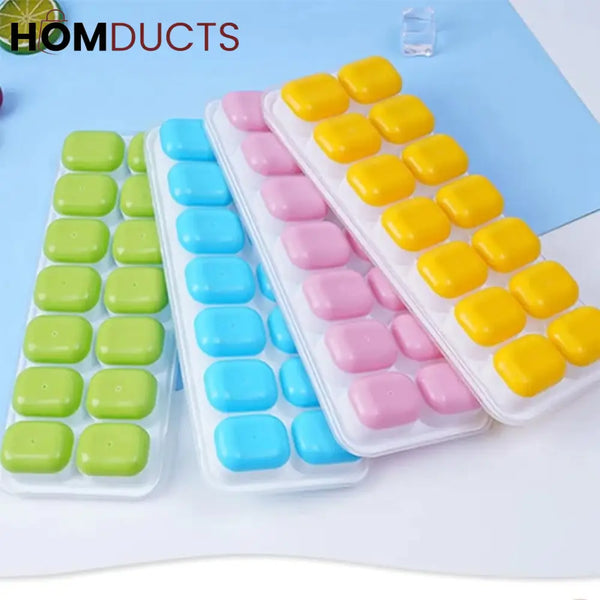 14 Grid Silicone Ice Cube Tray With Lid