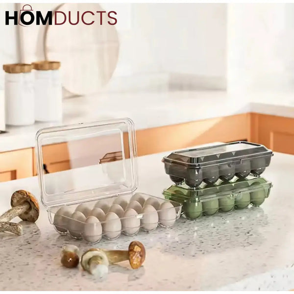 15-Grid Refrigerator Egg Organizer & Storage Tray - Durable Kitchen Egg Dispenser