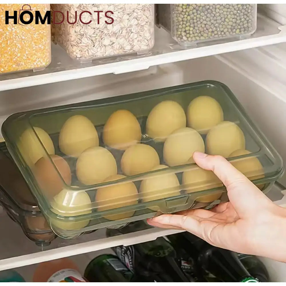15-Grid Refrigerator Egg Organizer & Storage Tray - Durable Kitchen Egg Dispenser