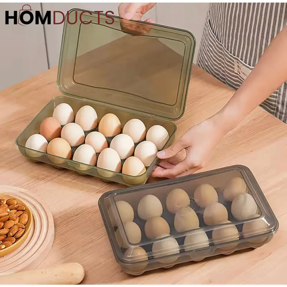 15-Grid Refrigerator Egg Organizer & Storage Tray - Durable Kitchen Egg Dispenser