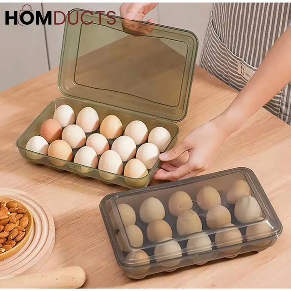 15-Grid Refrigerator Egg Organizer & Storage Tray - Durable Kitchen Egg Dispenser