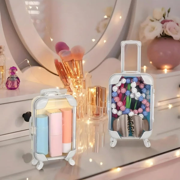 3-Pcs Mini Suitcase-Shaped Travel Cosmetic & Makeup Organizer Box – Random Colors (12 × 7 × 5 cm)