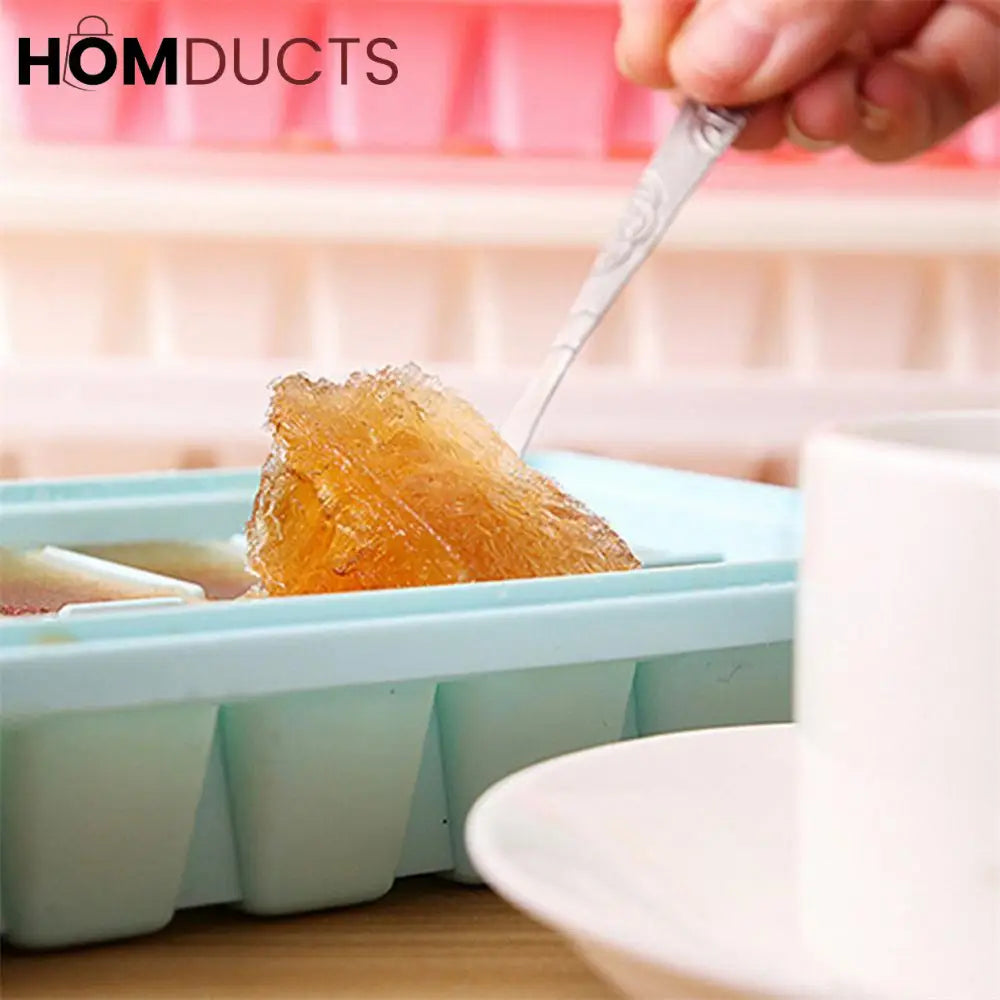 16Grid Silicone Ice Cube Tray With Convenient Water Filling System