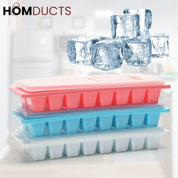 16Grid Silicone Ice Cube Tray With Convenient Water Filling System