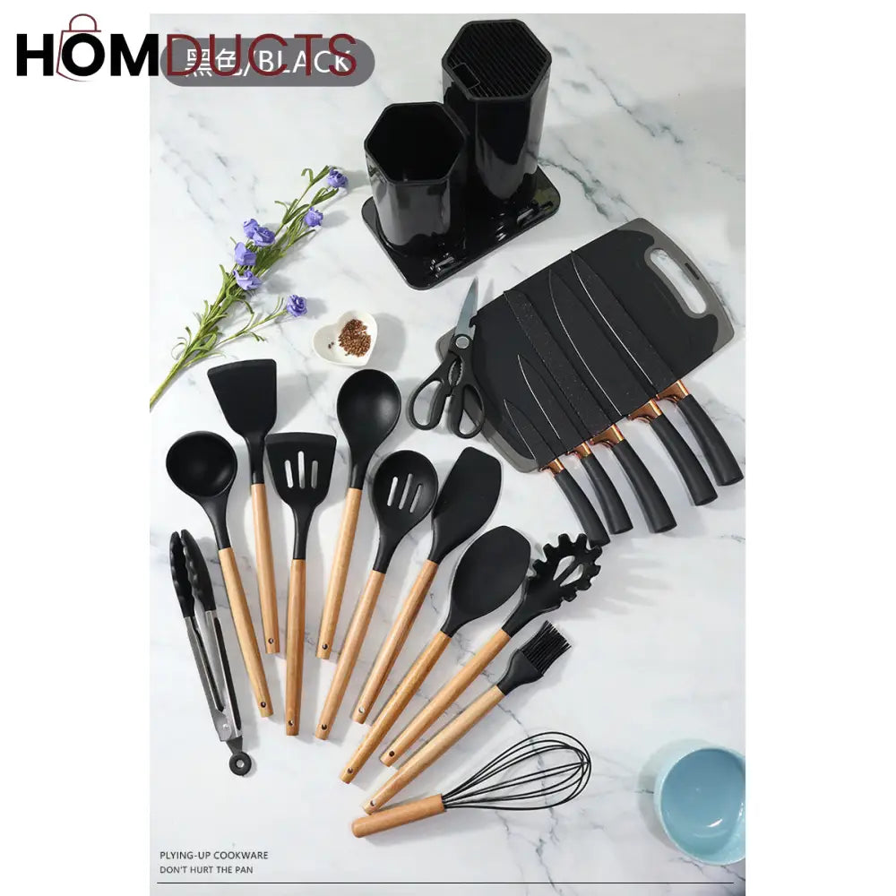 19Pcs Kitchen Utensils With Knife Set