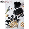 19Pcs Kitchen Utensils With Knife Set Black