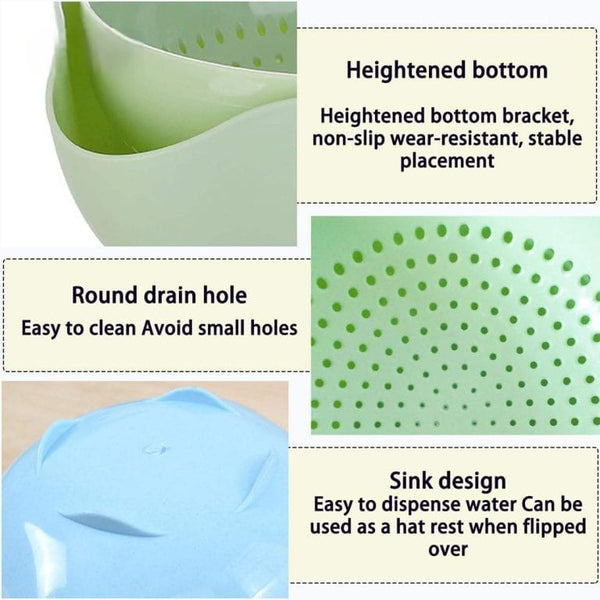 2-in-1 Plastic Washing Bowl with Strainer Colander – Vegetable & Fruit Draining Basket (23cm)-(Random colours)