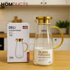 2.0L Gold Handle Borosilicate Glass Water Pitcher – Heat Resistant Jug by DELI