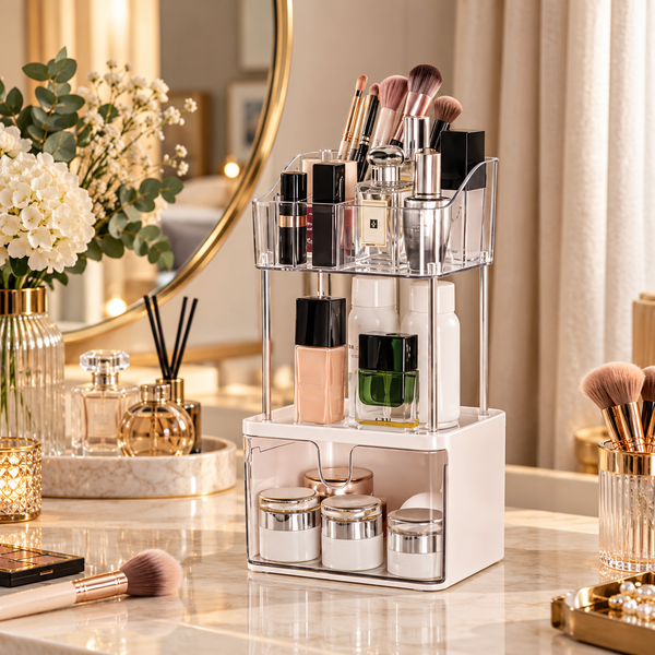 Multi-Level Cosmetic & Skincare Organizer with Drawer