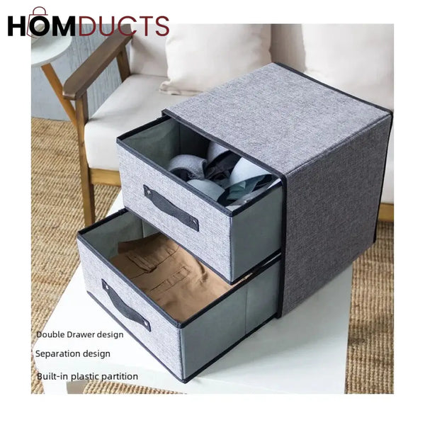 2 Drawer Fabric Storage Box