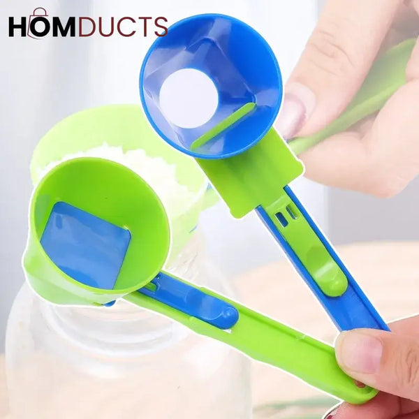 2-in-1 Measuring Spoon and Funnel – Multipurpose Kitchen Tool with Built-In Scale for Powder & Liquid Transfer