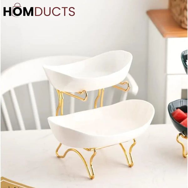 2 Layer Ceramic Fruit Platter