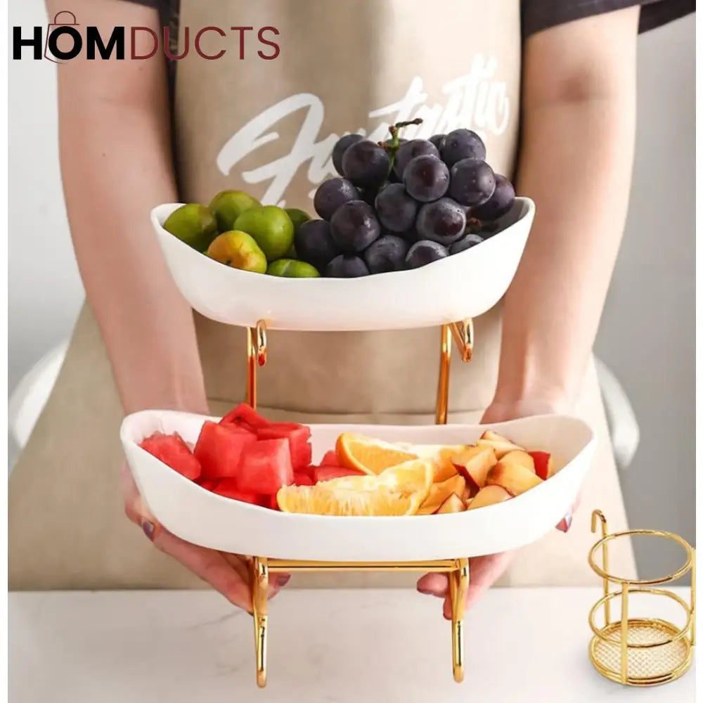 2 Layer Ceramic Fruit Platter
