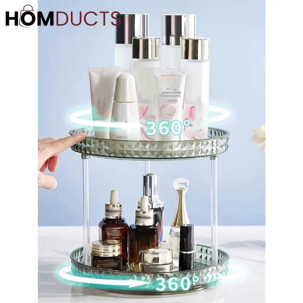 2 Layer Rotating Desktop Cosmetic Organizer J & C