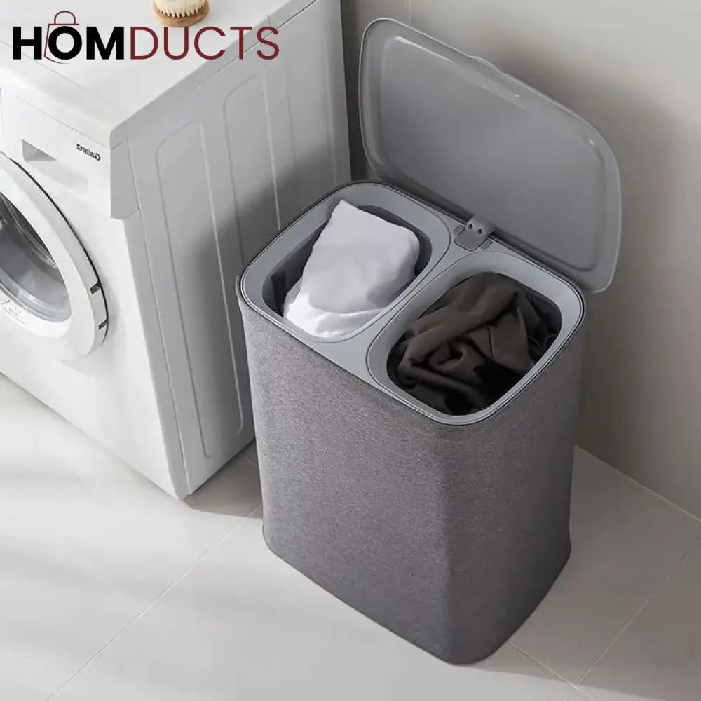 2 Portions Laundry Basket With Lid (Premium Quality)