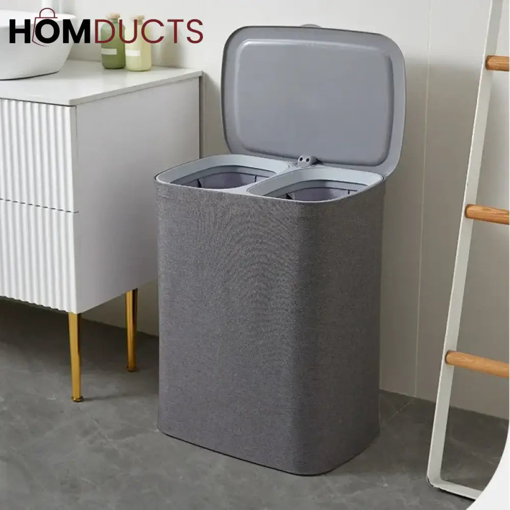 2 Portions Laundry Basket With Lid (Premium Quality)