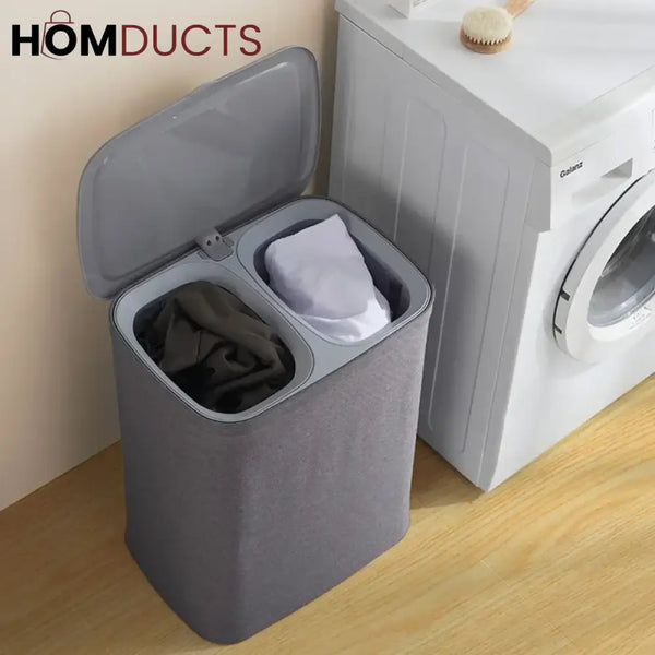 2 Portions Laundry Basket With Lid (Premium Quality)