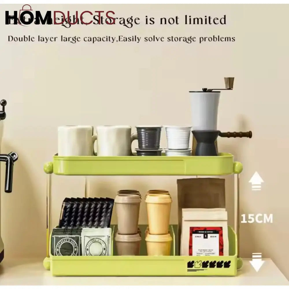 2-Tier Desktop Coffee Mug & Cup Storage Shelf - Multifunctional Organizer for Home & Office