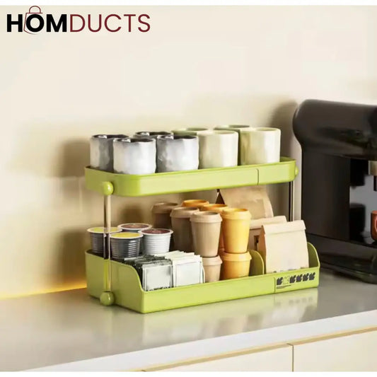 2-Tier Desktop Coffee Mug & Cup Storage Shelf - Multifunctional Organizer for Home & Office