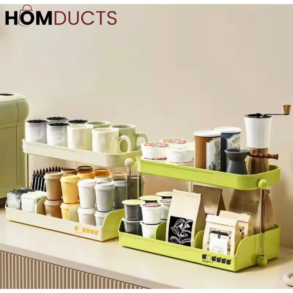 2-Tier Desktop Coffee Mug & Cup Storage Shelf - Multifunctional Organizer for Home & Office