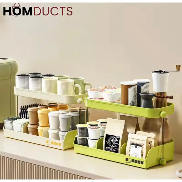 2-Tier Desktop Coffee Mug & Cup Storage Shelf - Multifunctional Organizer for Home & Office