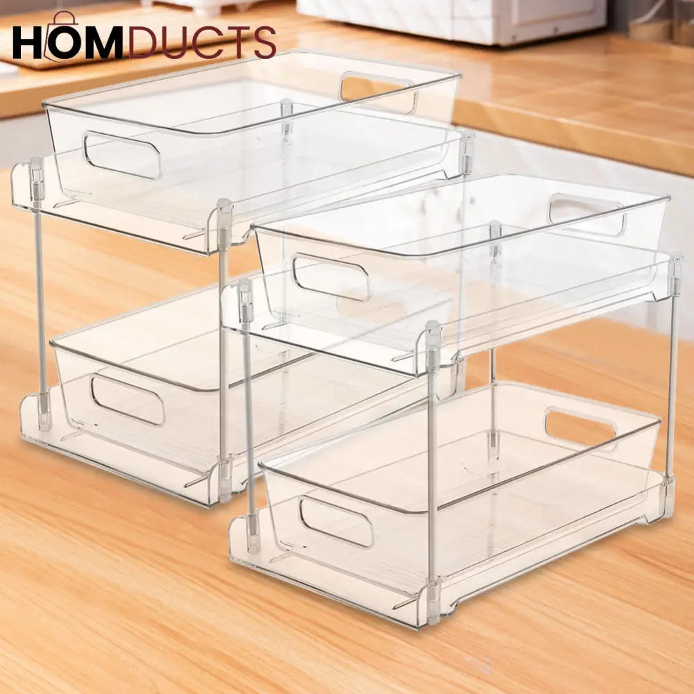 2 Tier Pull Out Acrylic Under Sink Organizer