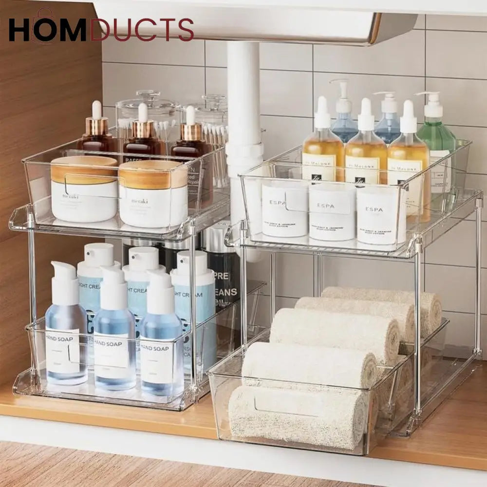 2 Tier Pull Out Acrylic Under Sink Organizer