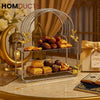 2-Tier Stainless Steel Snack Tray with Arch Frame & Gold Accents