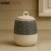 220ml Ceramic Sugar Pot with Lid – Black Herringbone Design