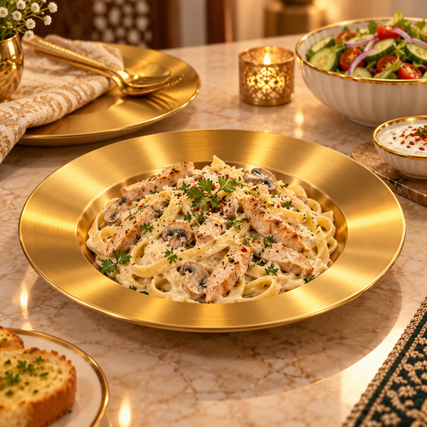 Premium Gold Pasta & Dinner Plate – 27 cm