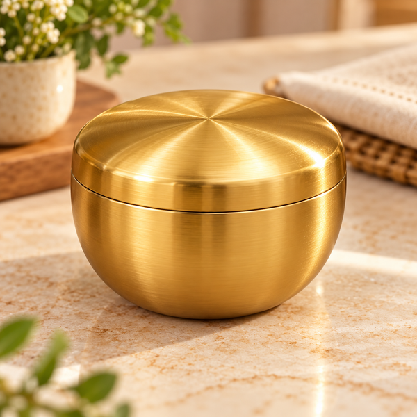 Small Gold Stainless Steel Rice Bowl with Lid