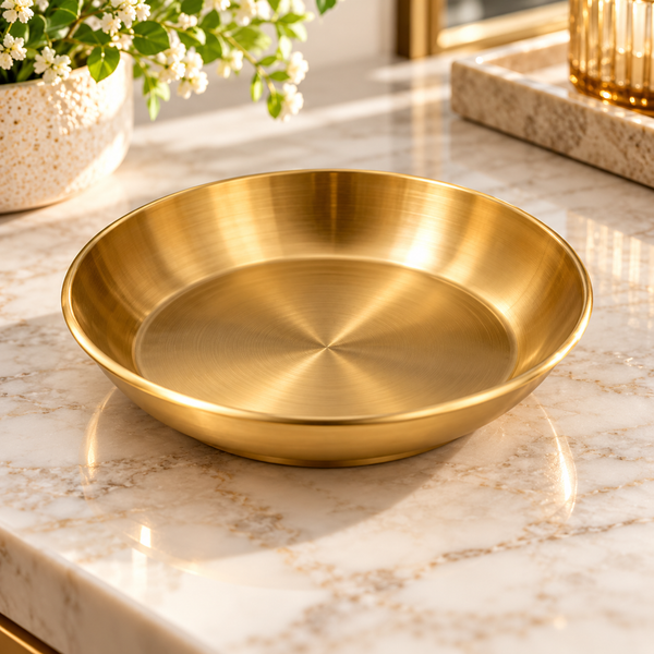 15 cm Gold Stainless Steel Decorative Plate