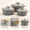 2511 Premium 3-Piece Hot Pot Set – Grey & Gold features and capacity details