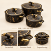 2511 Luxury 3-Piece Hot Pot Set – Black Marble Design A features and capacity details