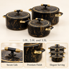2511 Luxury 3-Piece Hot Pot Set – Black Marble Design B features and capacity details