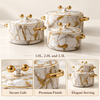 2511 Luxury 3-Piece Hot Pot Set – White Marble Design A features and capacity details