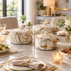2511 Luxury 3-Piece Hot Pot Set – White Marble Design A premium lifestyle view
