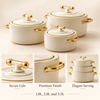 2511 Premium 3-Piece Hot Pot Set – White & Gold features and capacity details