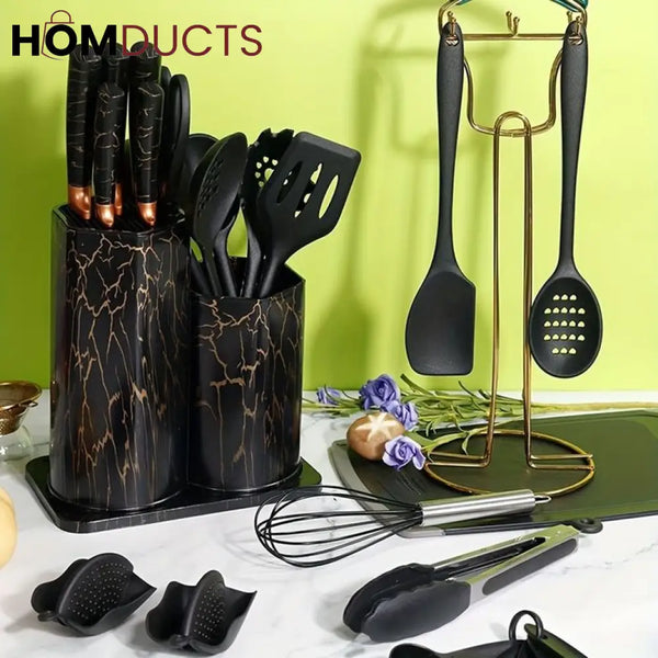 25Pcs Silicone Utensils With Knife Set