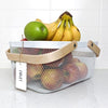 Large Metal Mesh Fruit and Vegetable Basket with Wooden Handles – Modern Kitchen Counter Storage Organizer