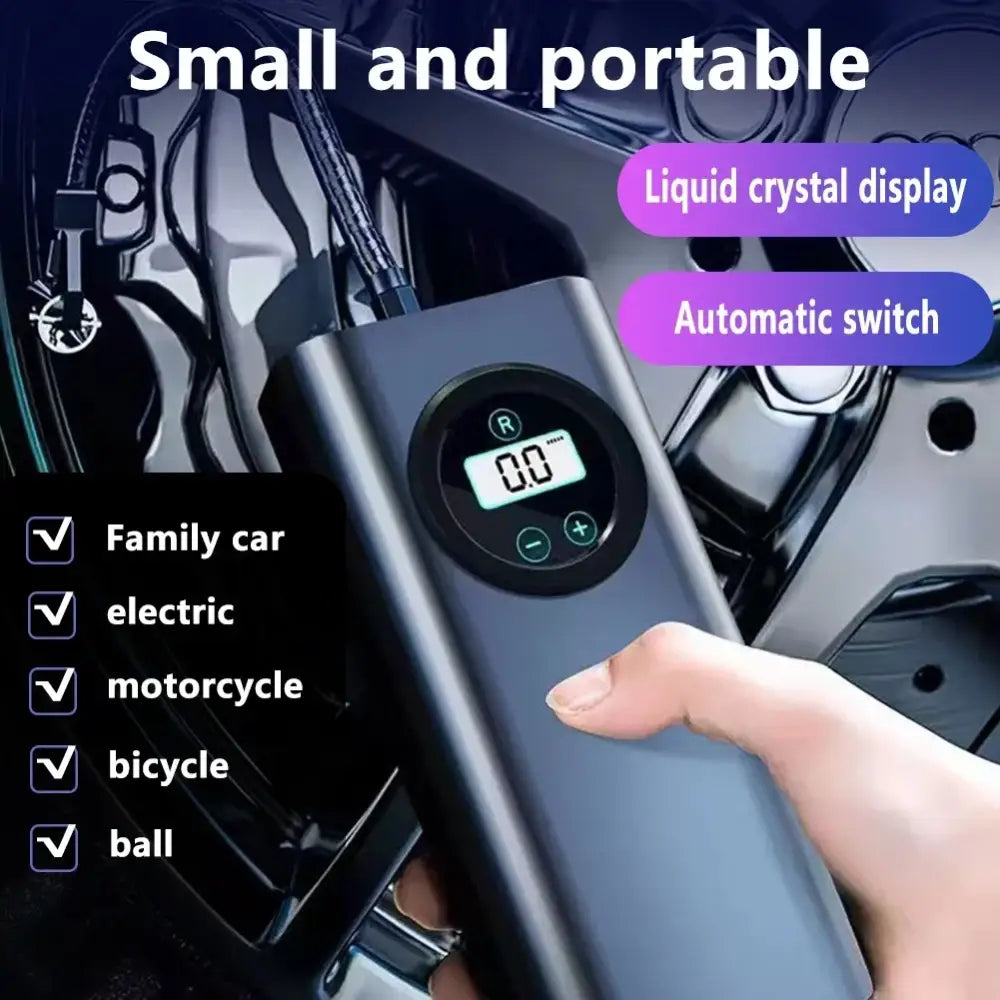 2in1 Wireless Car Air Compressor Rechargeable Portable Air Pump For Car Motorcycle Bike