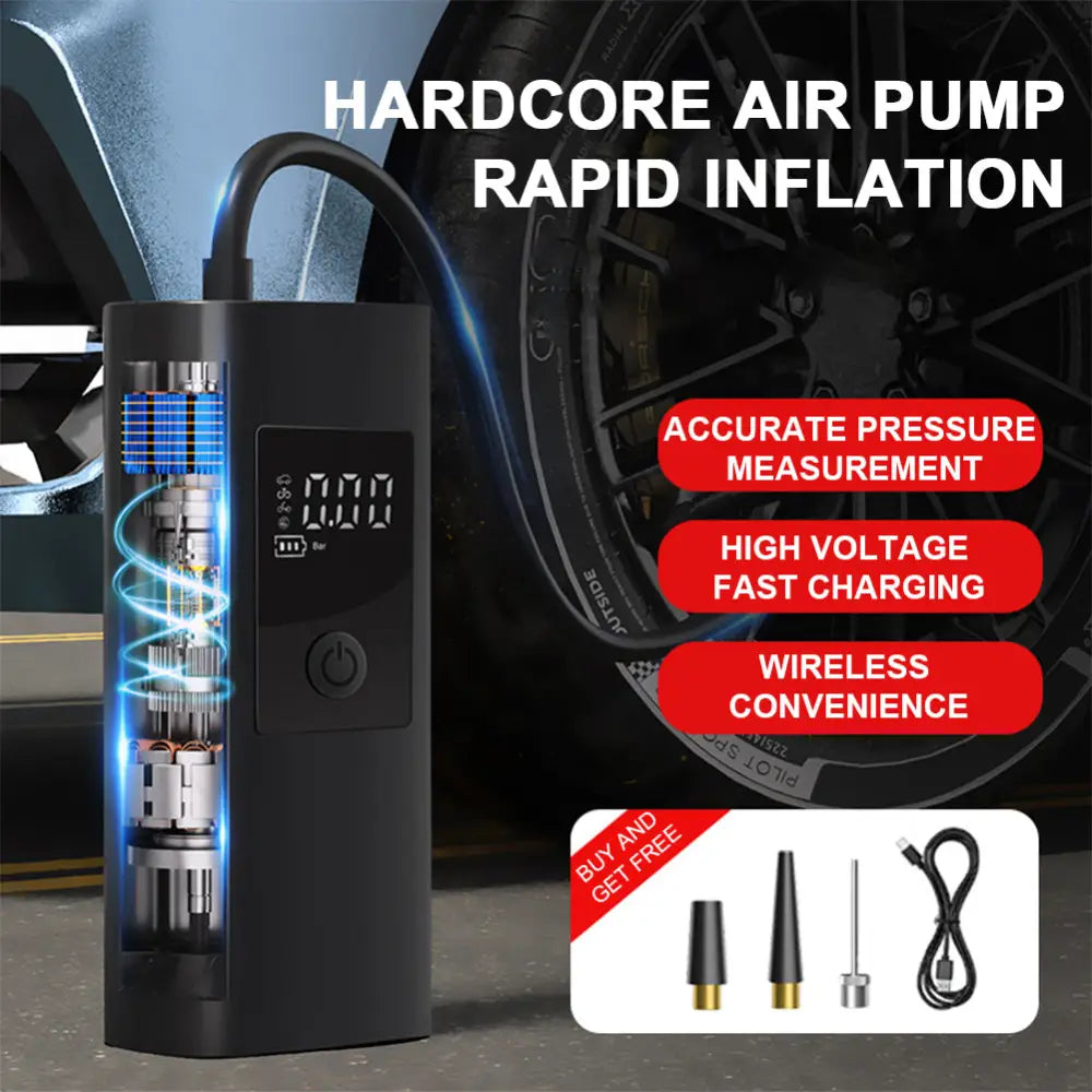 2in1 Wireless Car Air Compressor Rechargeable Portable Air Pump For Car Motorcycle Bike