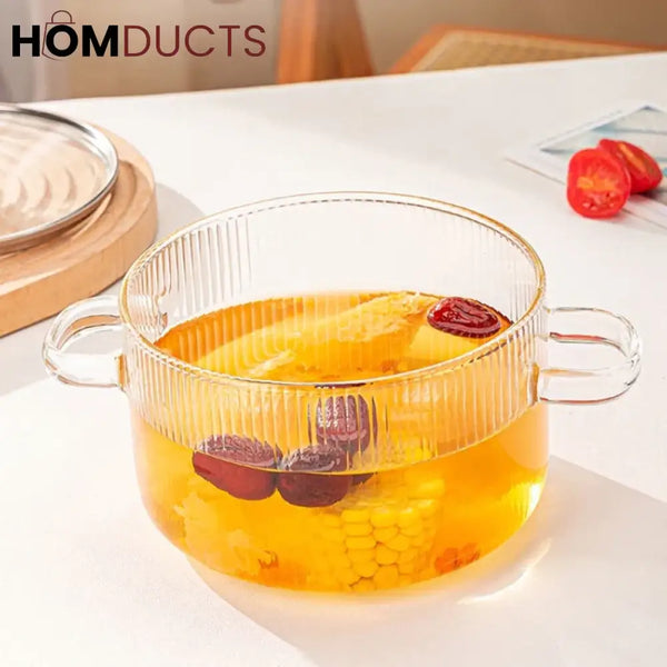 Borosilicate Glass Saucepan with Lid & Dual Handles - High Temperature Resistant Induction Cooking Pot