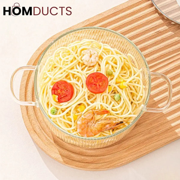 Borosilicate Glass Saucepan with Lid & Dual Handles - High Temperature Resistant Induction Cooking Pot