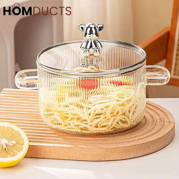 Borosilicate Glass Saucepan with Lid & Dual Handles - High Temperature Resistant Induction Cooking Pot