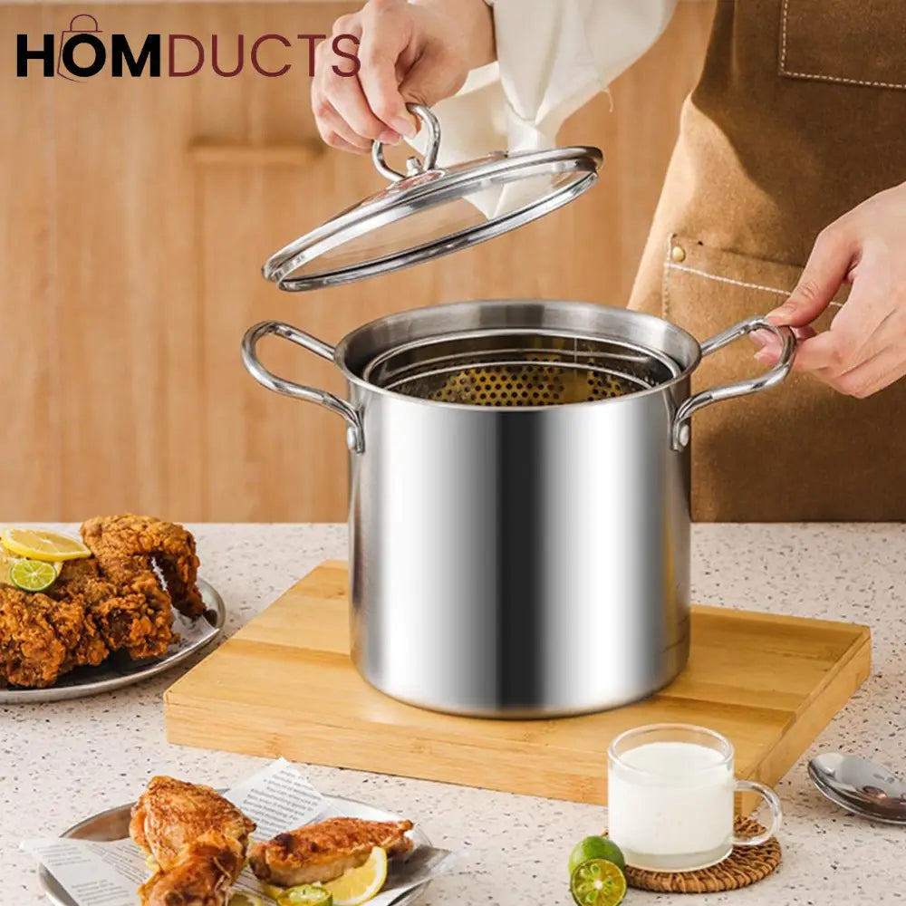 3.5L Deep Frying Pot With Glass Lid