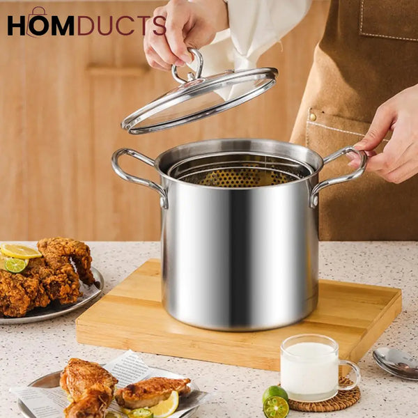 3.5L Deep Frying Pot With Glass Lid