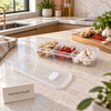 Three compartment clear plastic kitchen organizer