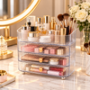 Clear three drawer cosmetic organizer