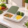 3-in-1 cutting board with dual compartments and drainage basket